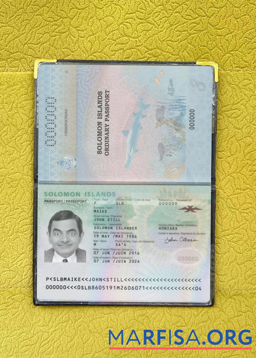 Blank Solomon Islands passport photolook real example